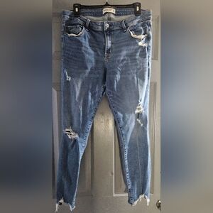 Abercrombie And Fitch The Super Skinny Ankle Mid Rise Ripped Jeans